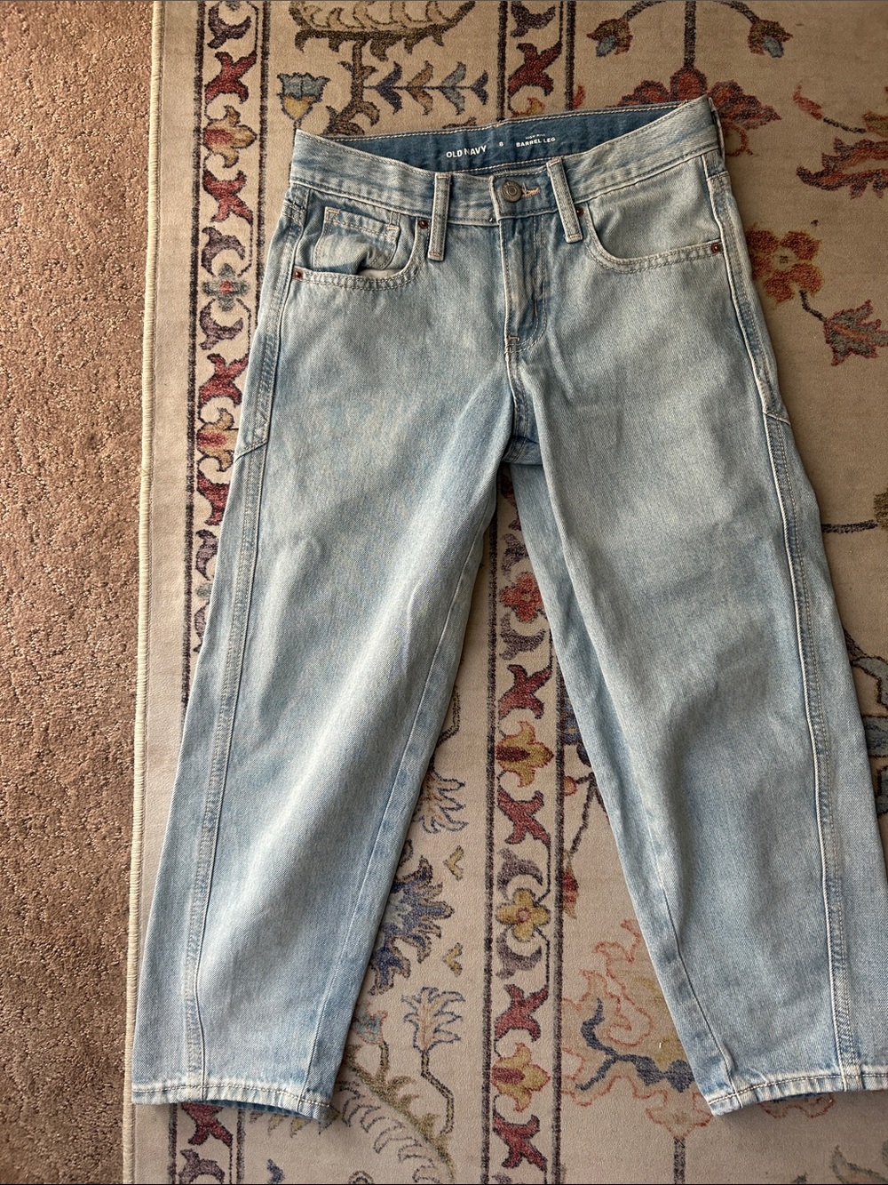 Old Navy Light Blue High Rise Barrel Leg